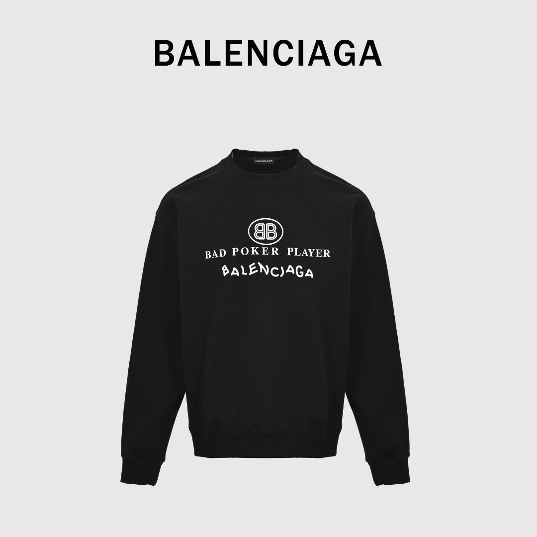 Balenciaga 25FW Bad Poker Player Logo Crewneck Sweatshirt – Black