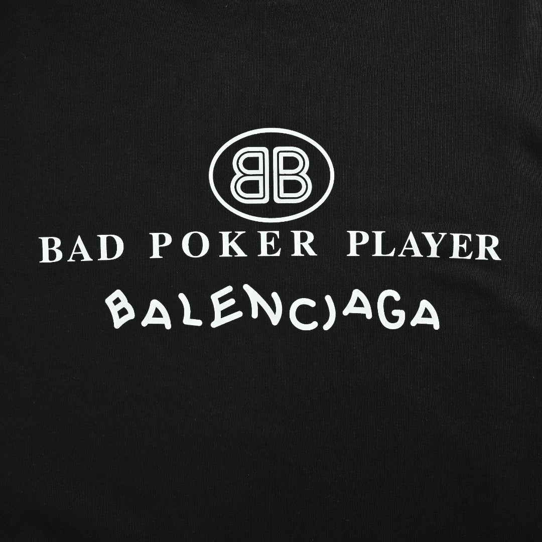 Balenciaga 25FW Bad Poker Player Logo Crewneck Sweatshirt – Black