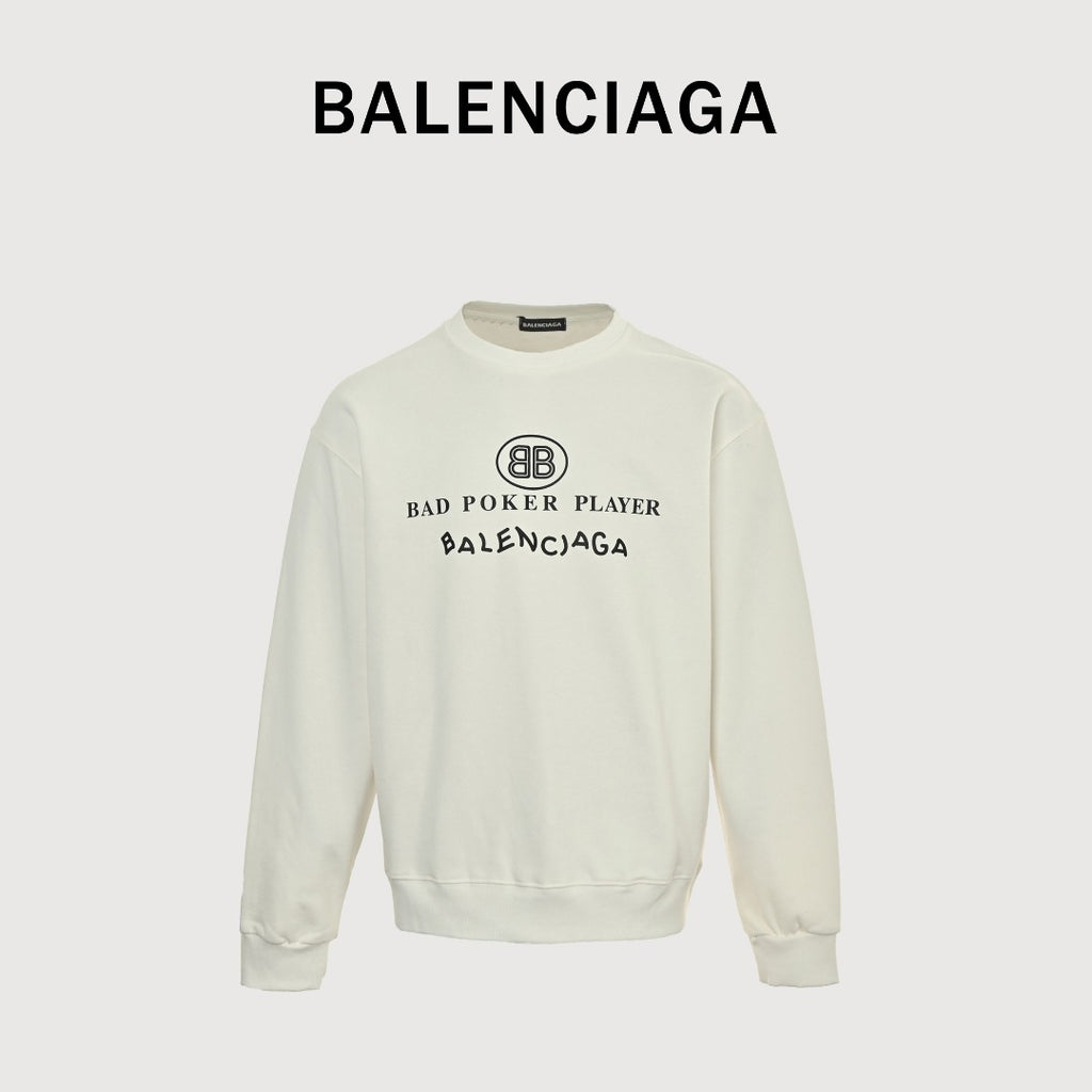 Balenciaga 25FW Bad Poker Player Logo Crewneck Sweatshirt – Cream