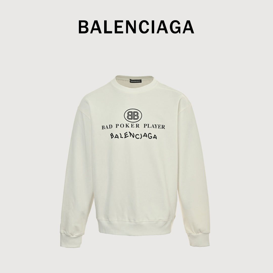 Balenciaga 25FW Bad Poker Player Logo Crewneck Sweatshirt – Cream