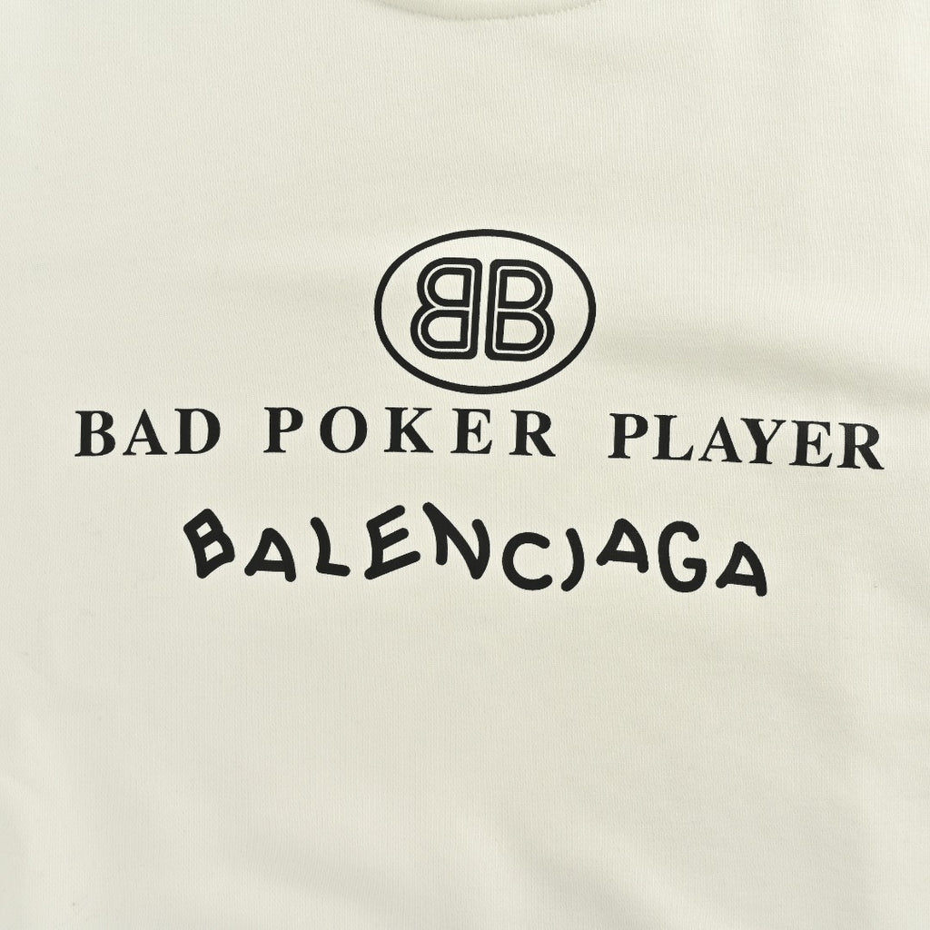 Balenciaga 25FW Bad Poker Player Logo Crewneck Sweatshirt – Cream
