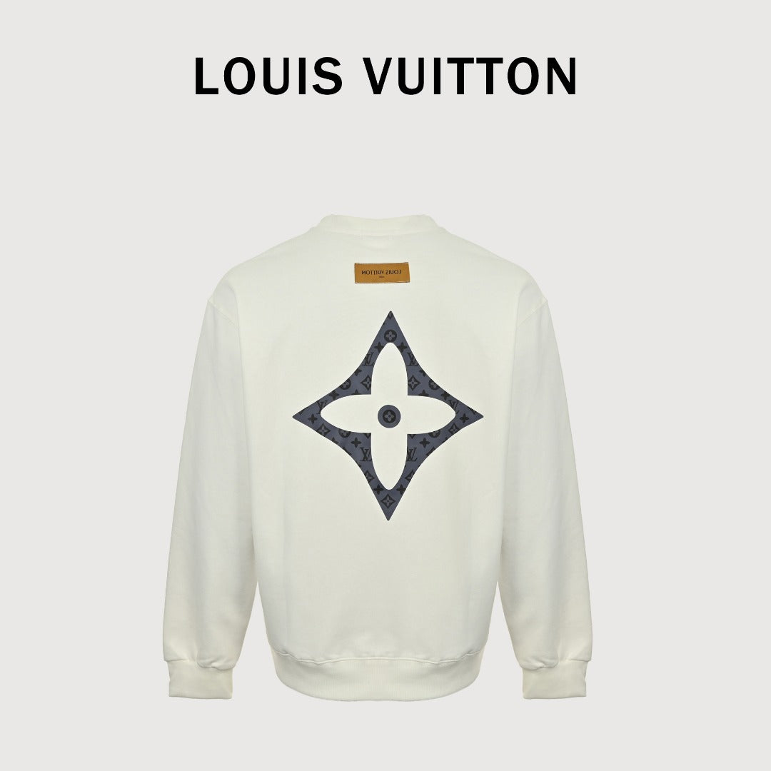Louis Vuitton LV Small Logo Monogram Star Crewneck Sweatshirt – Cream