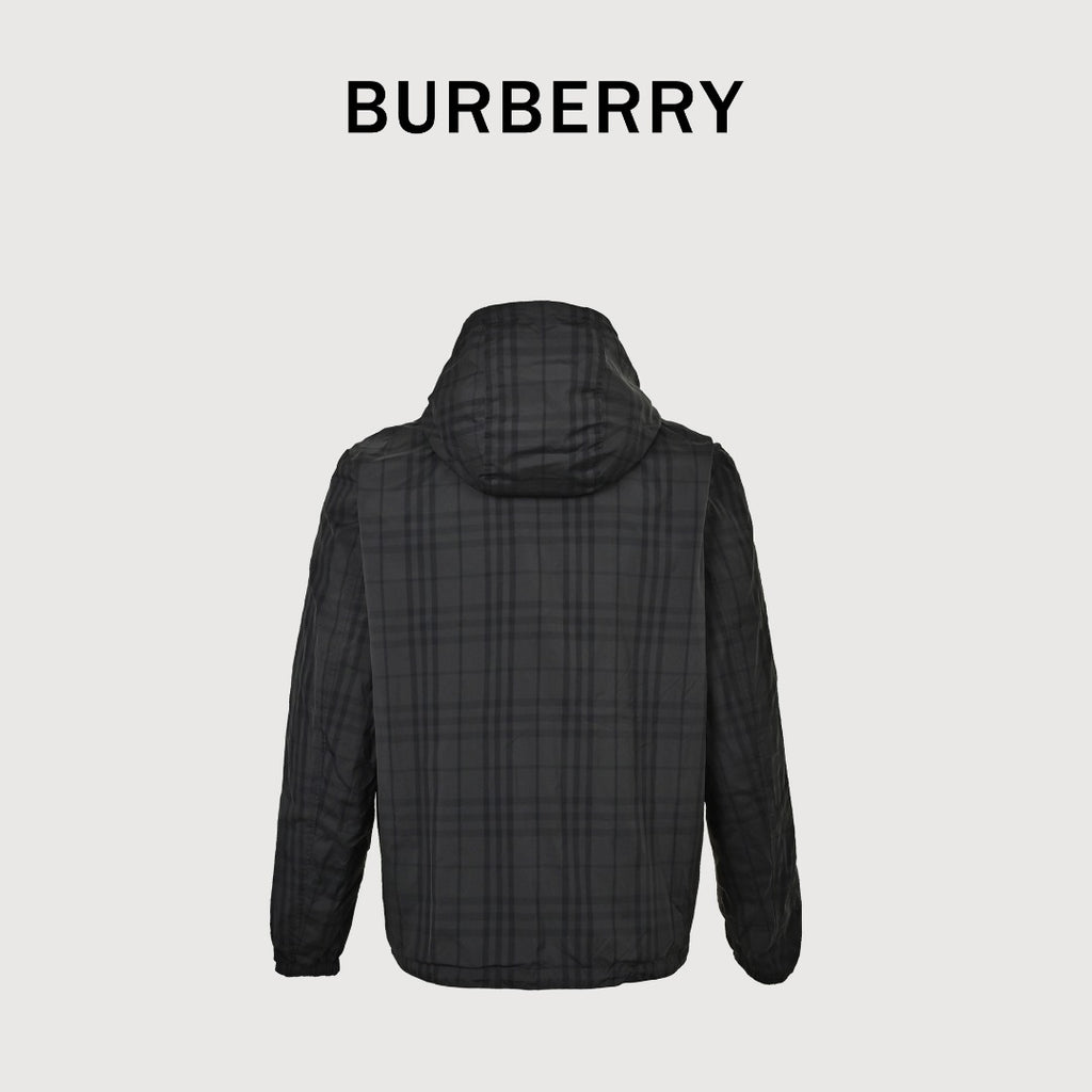 Burberry BBR Check Reversible Hooded Jacket – Black