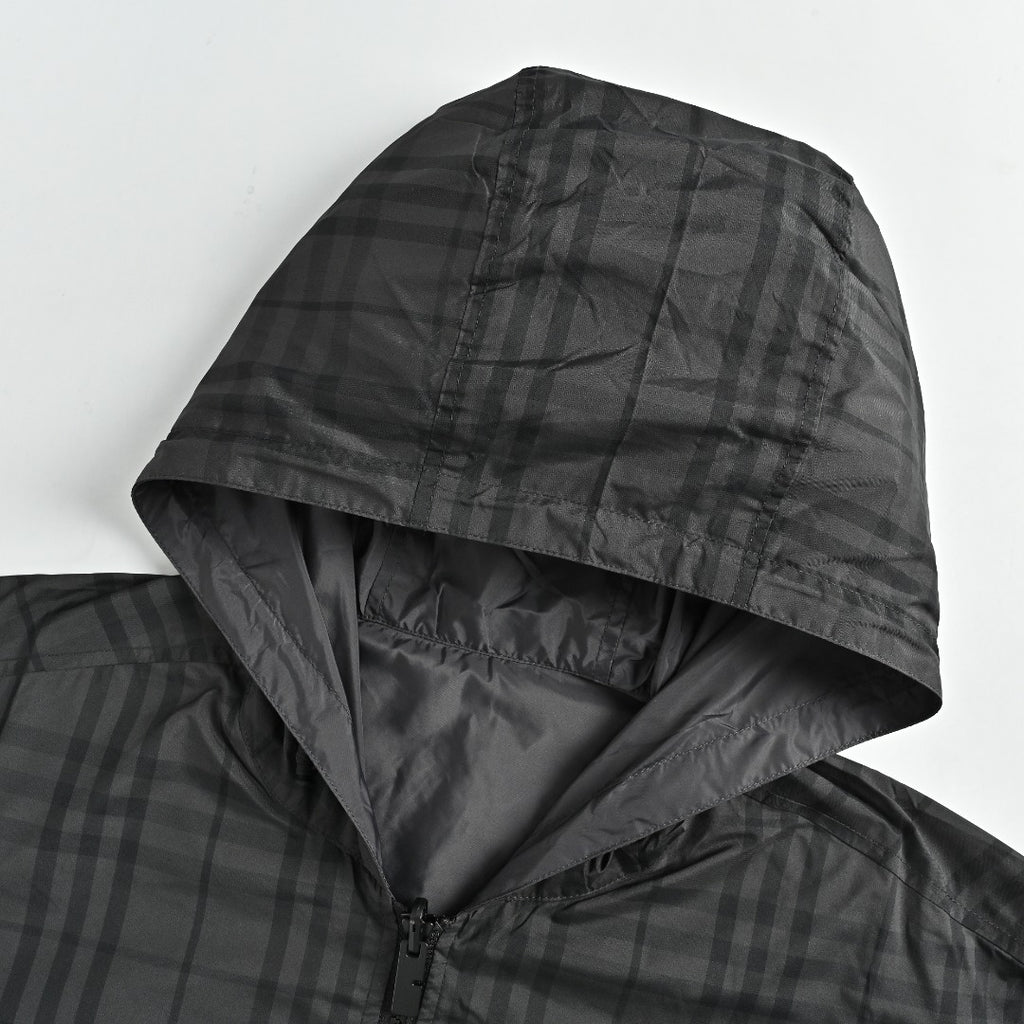 Burberry BBR Check Reversible Hooded Jacket – Black