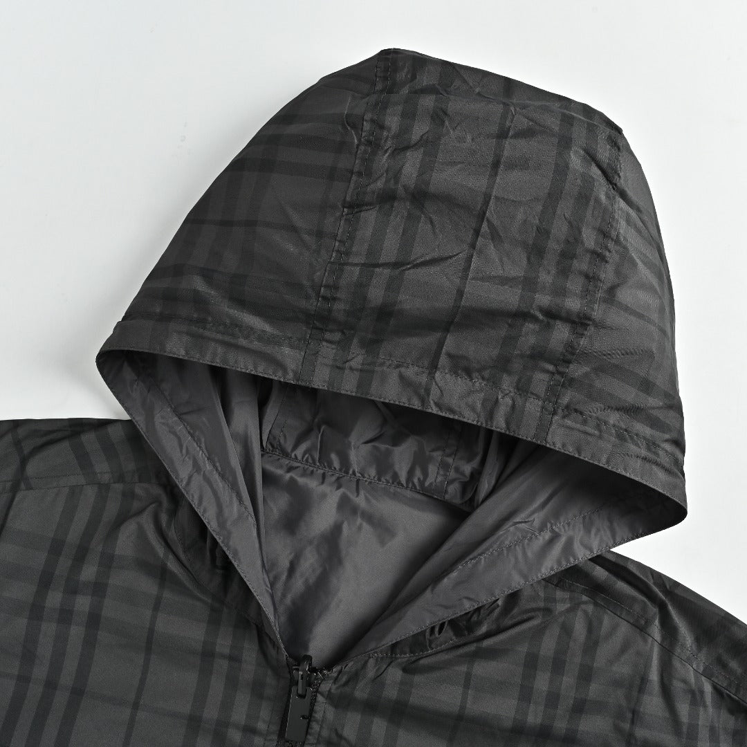 Burberry BBR Check Reversible Hooded Jacket – Black