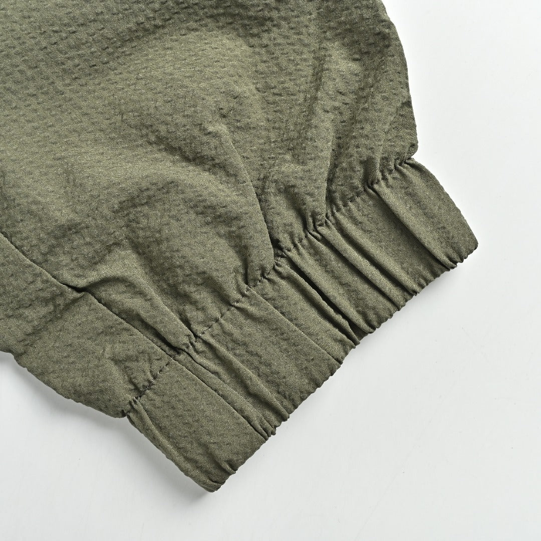 Loro Piana LP Zip Seersucker Stand Collar Jacket – Olive