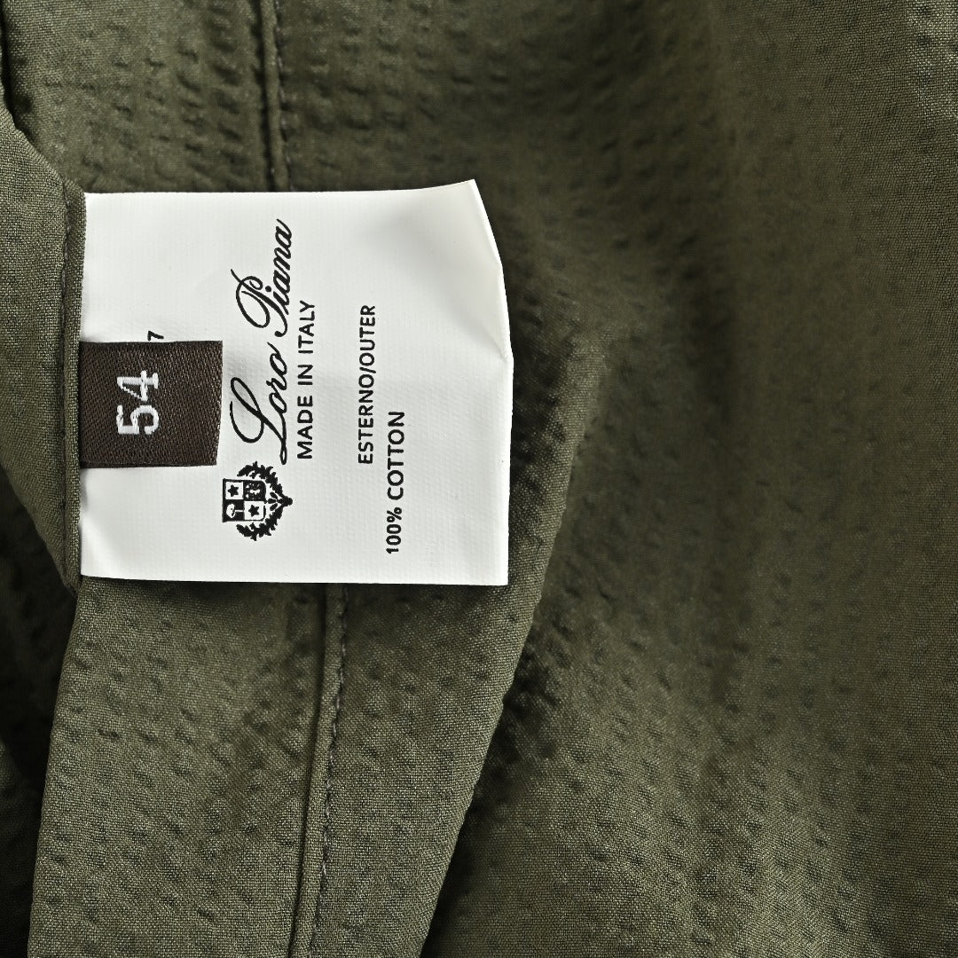 Loro Piana LP Zip Seersucker Stand Collar Jacket – Olive