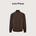 Loro Piana LP Zip Seersucker Stand Collar Jacket – Brown