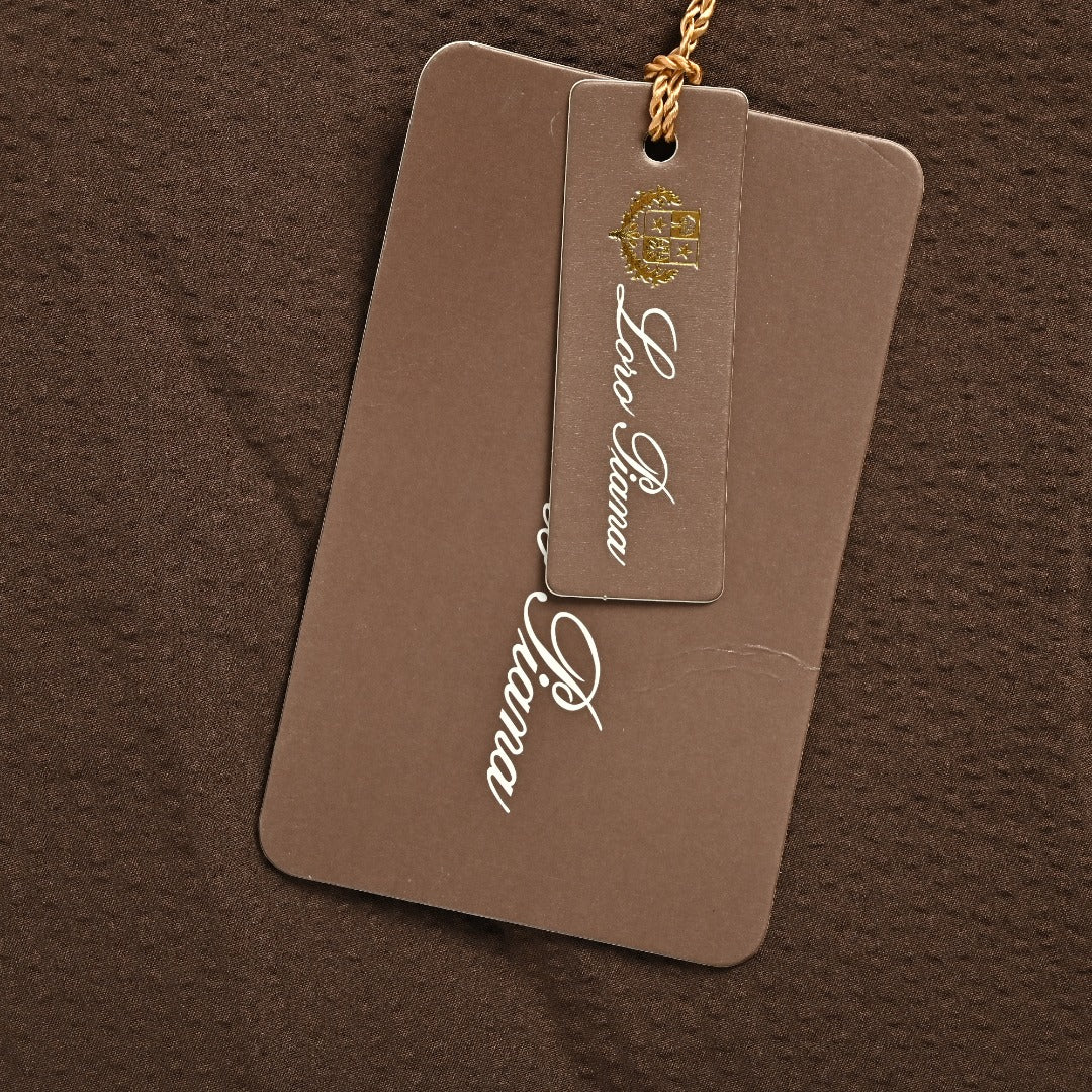 Loro Piana LP Zip Seersucker Stand Collar Jacket – Brown