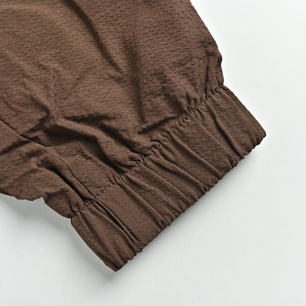 Loro Piana LP Zip Seersucker Stand Collar Jacket – Brown