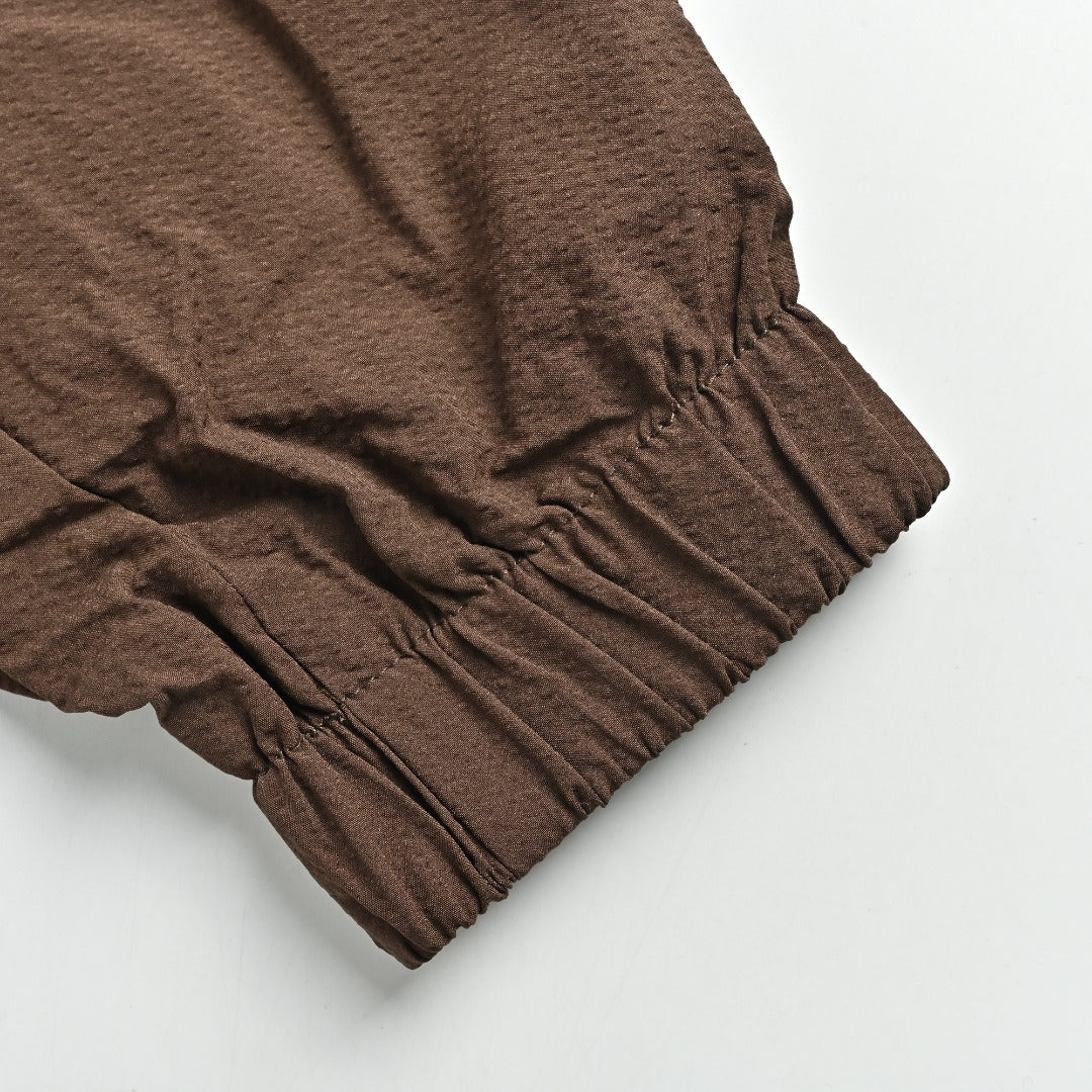 Loro Piana LP Zip Seersucker Stand Collar Jacket – Brown