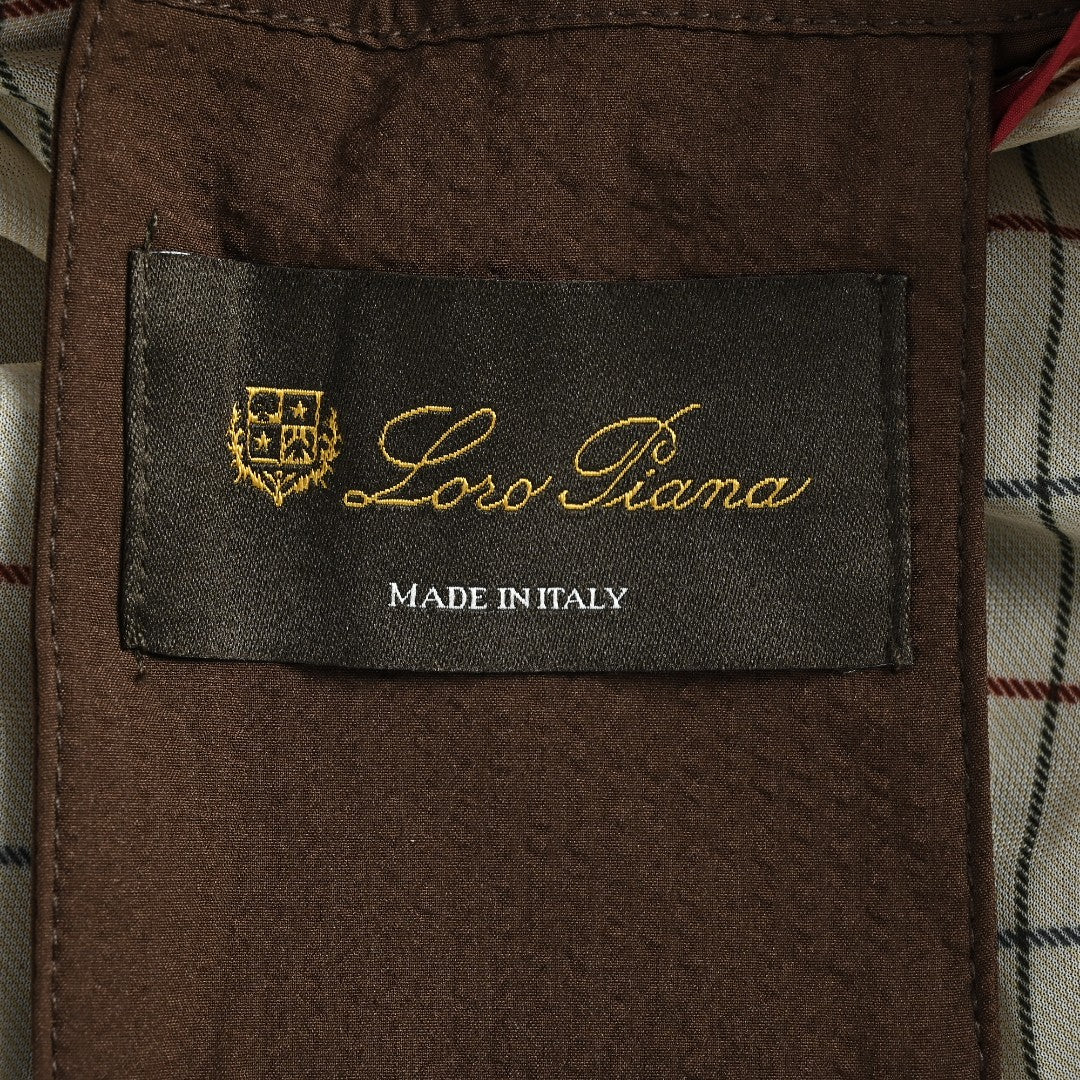 Loro Piana LP Zip Seersucker Stand Collar Jacket – Brown