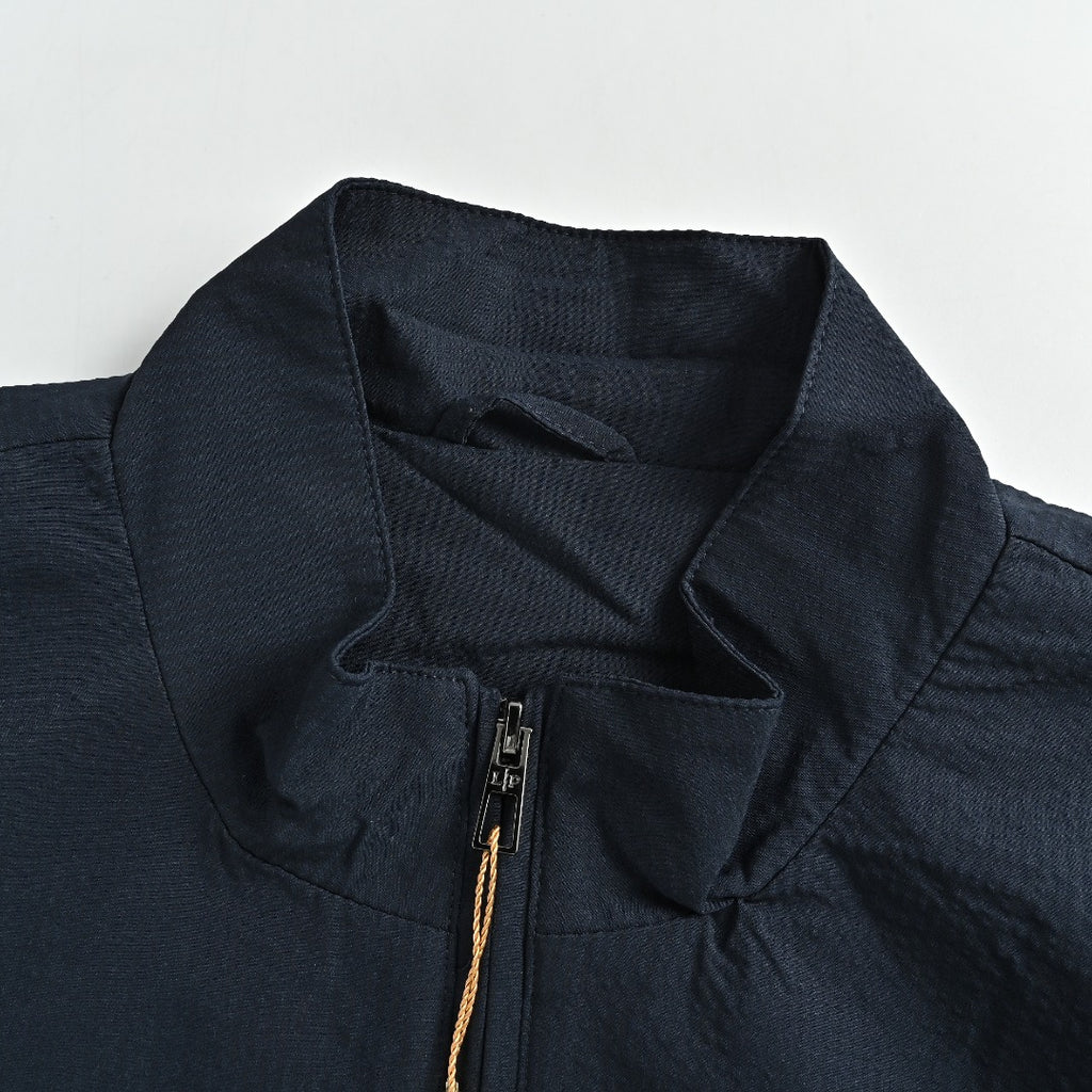 Loro Piana LP Zip Seersucker Stand Collar Jacket – Navy