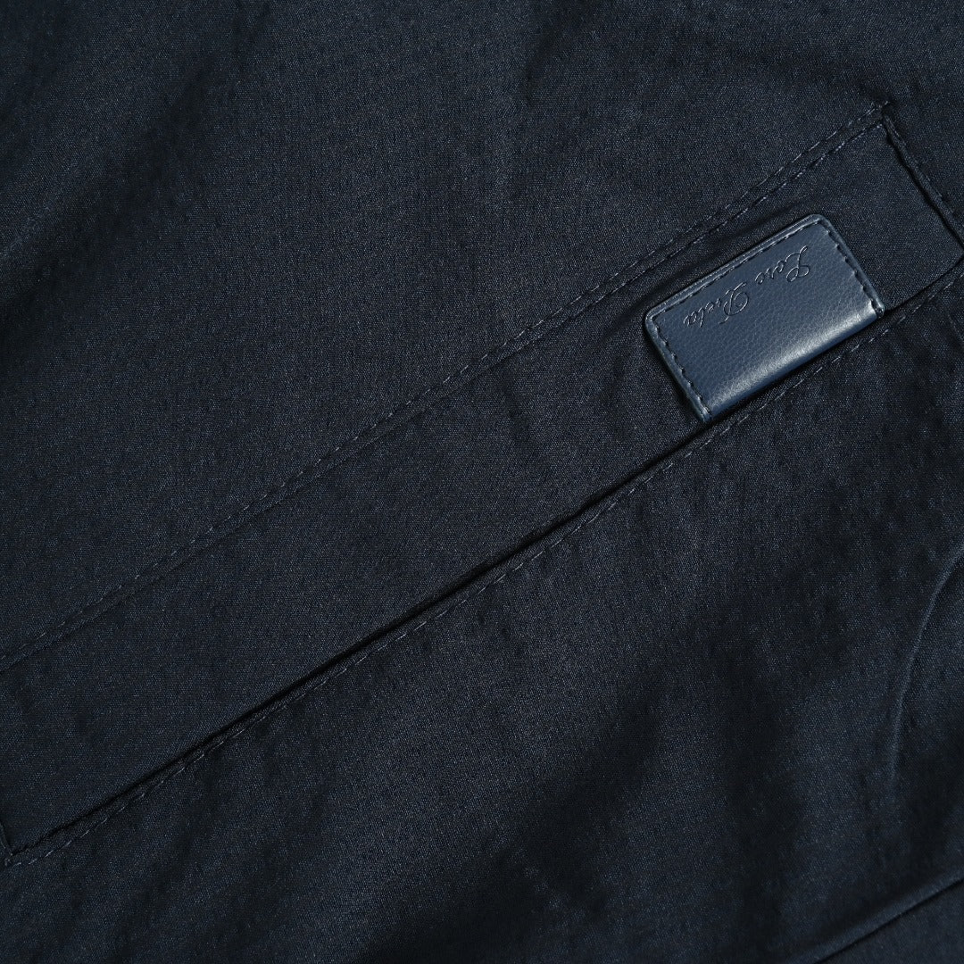 Loro Piana LP Zip Seersucker Stand Collar Jacket – Navy