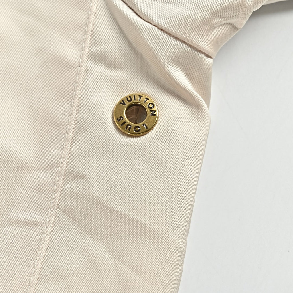 Louis Vuitton LV Leather Logo Satin Track Jacket – Beige