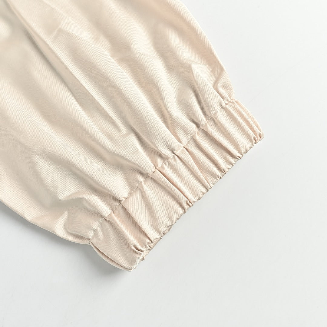 Louis Vuitton LV Leather Logo Satin Track Jacket – Beige