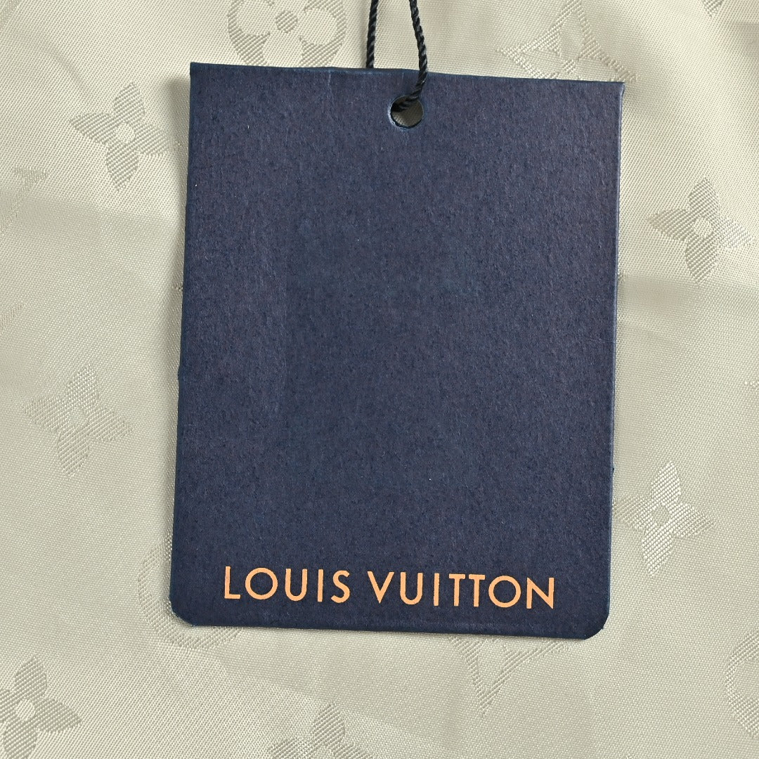 Louis Vuitton LV Leather Logo Satin Track Jacket – Beige