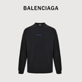 Balenciaga Blue Embroidered Logo Washed Long Sleeve T-Shirt – Black