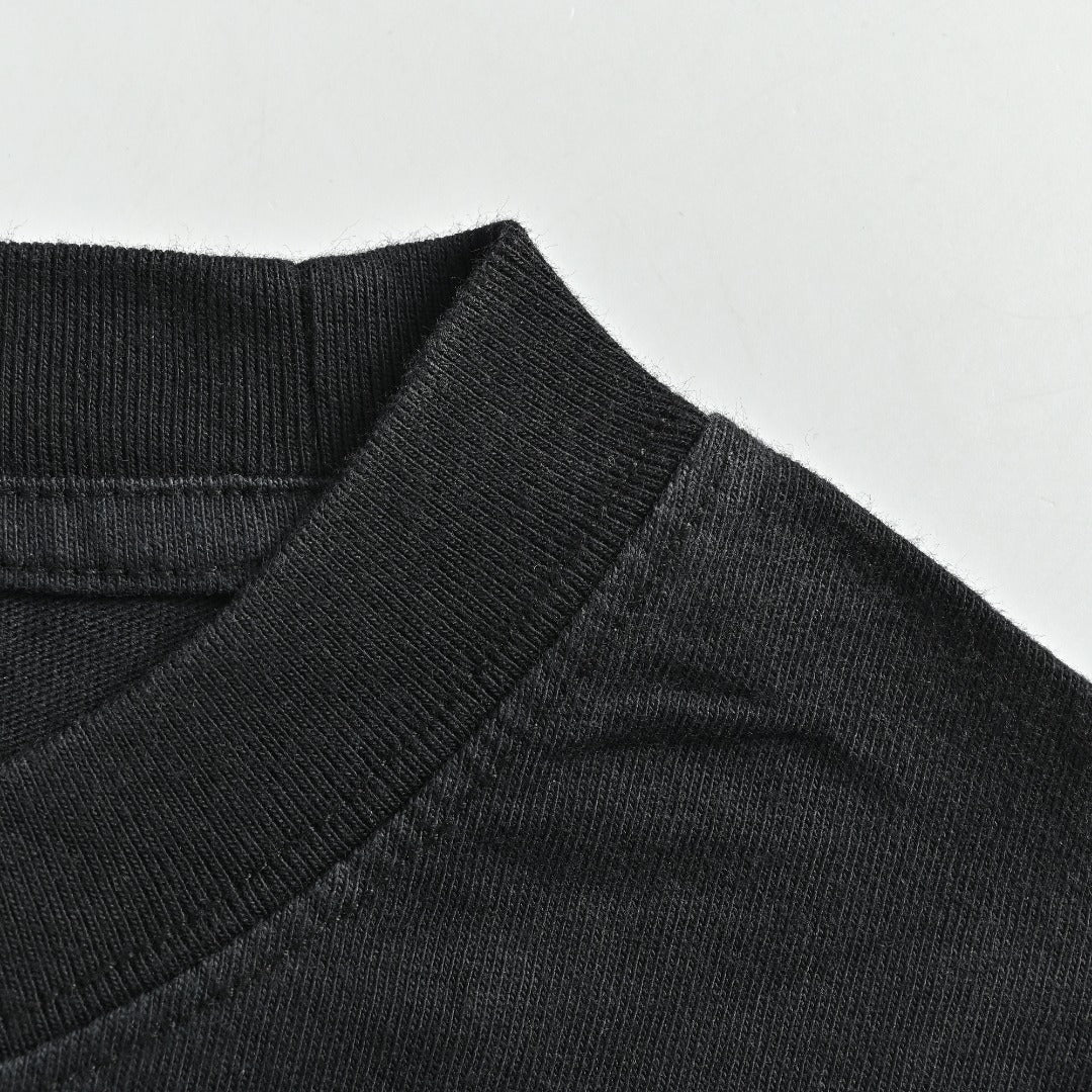 Balenciaga Blue Embroidered Logo Washed Long Sleeve T-Shirt – Black