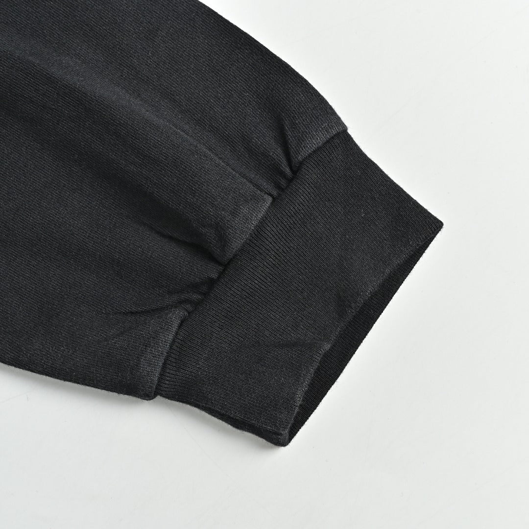 Balenciaga Blue Embroidered Logo Washed Long Sleeve T-Shirt – Black