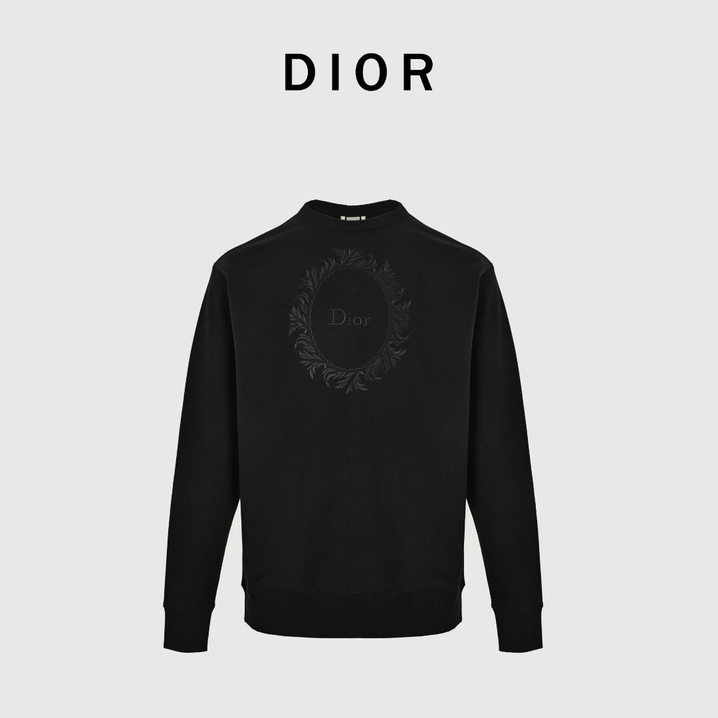 Dior CD Medallion Embossed Logo Crewneck Sweatshirt – Black