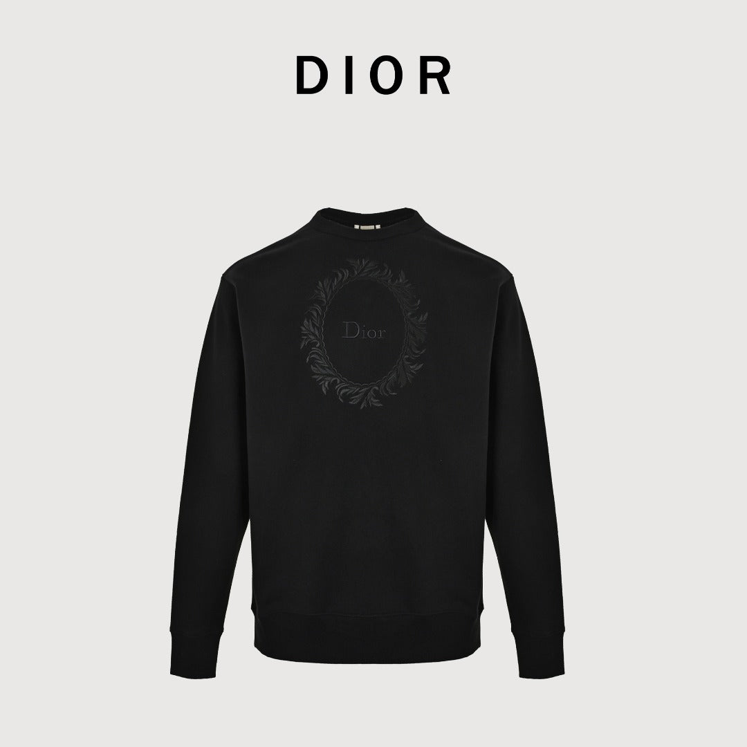 Dior CD Medallion Embossed Logo Crewneck Sweatshirt – Black