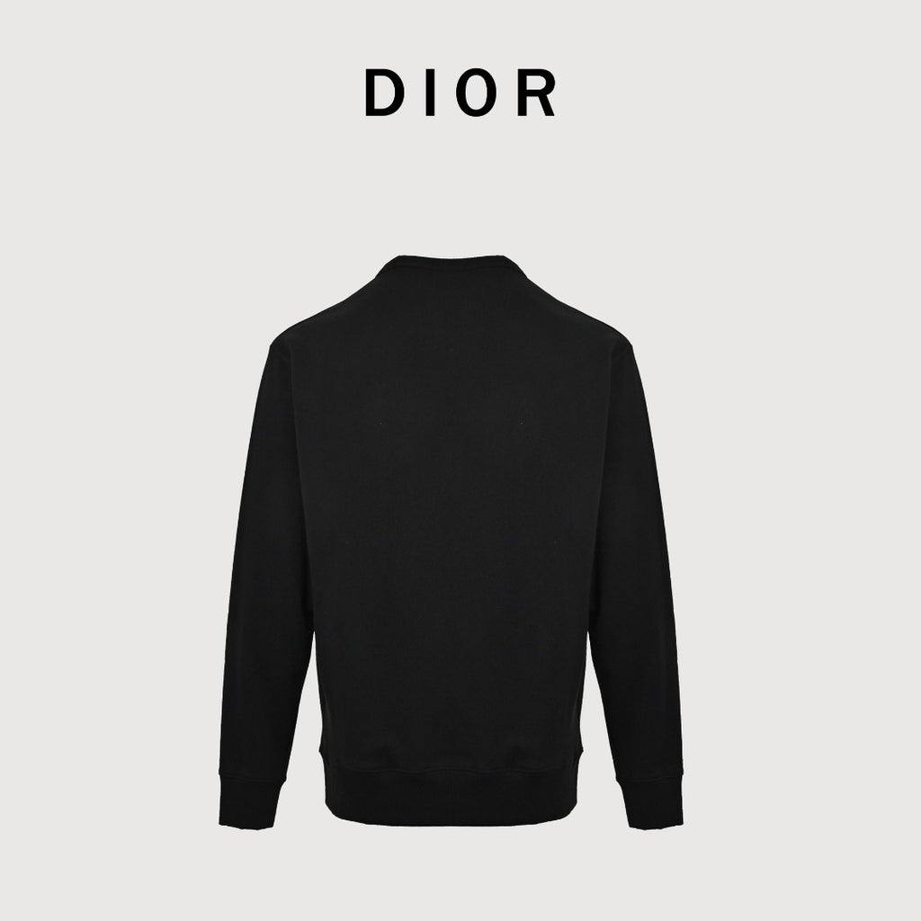 Dior CD Medallion Embossed Logo Crewneck Sweatshirt – Black