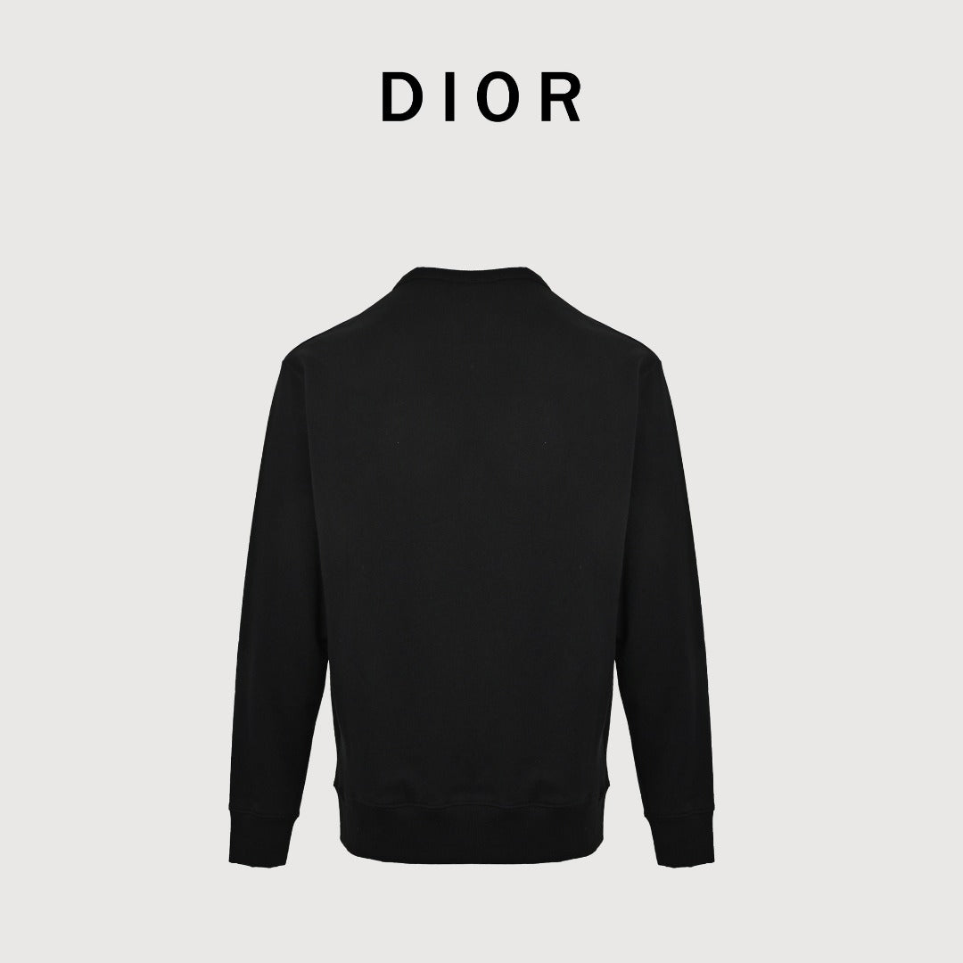 Dior CD Medallion Embossed Logo Crewneck Sweatshirt – Black