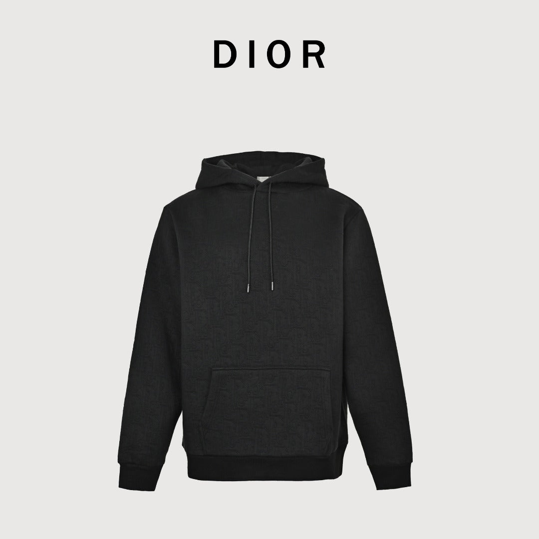 Dior CD Oblique Embossed All-Over Hoodie – Black
