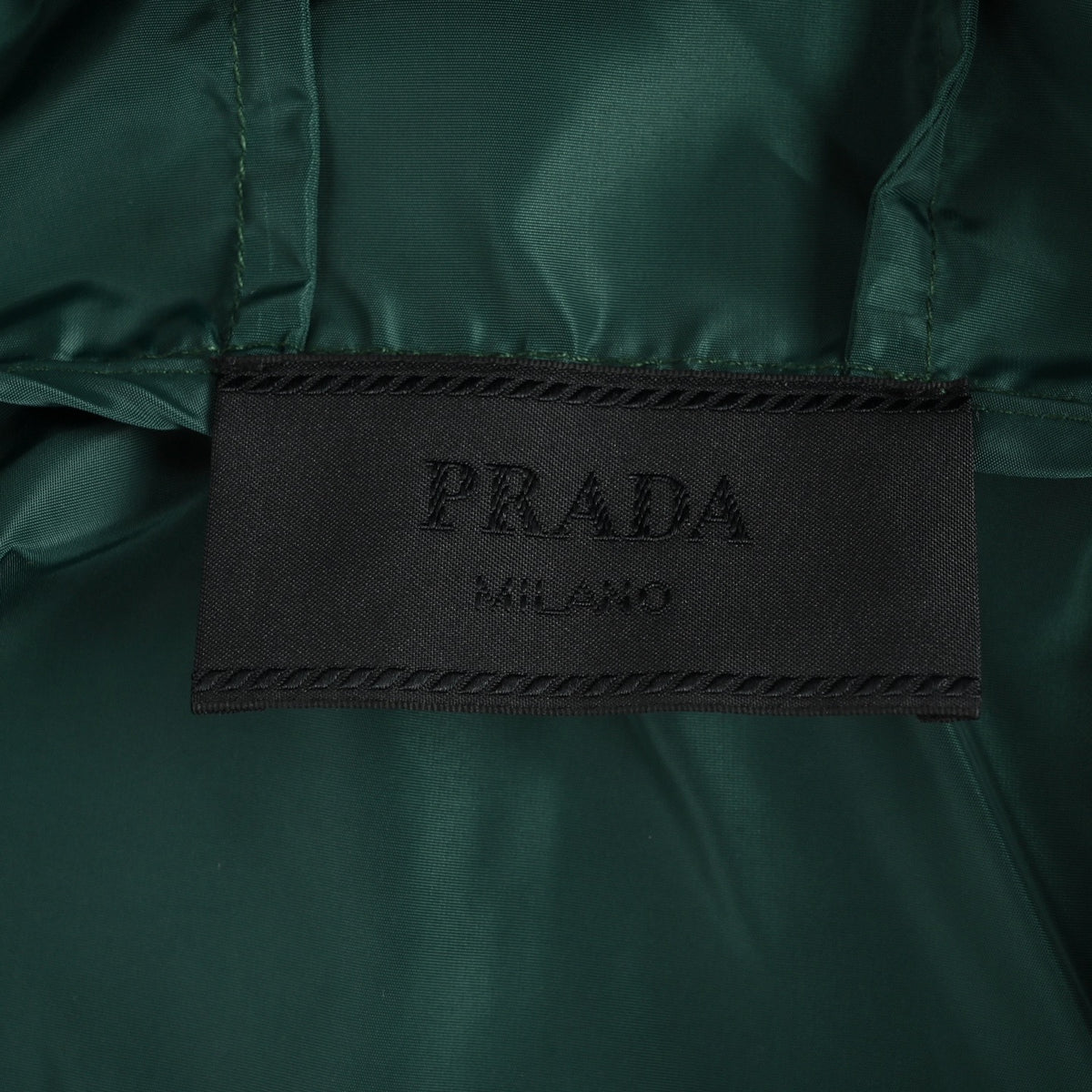 Prada 25FW Triangle Logo Contrast-Zip Recycled Nylon Hooded Jacket — Forest Green
