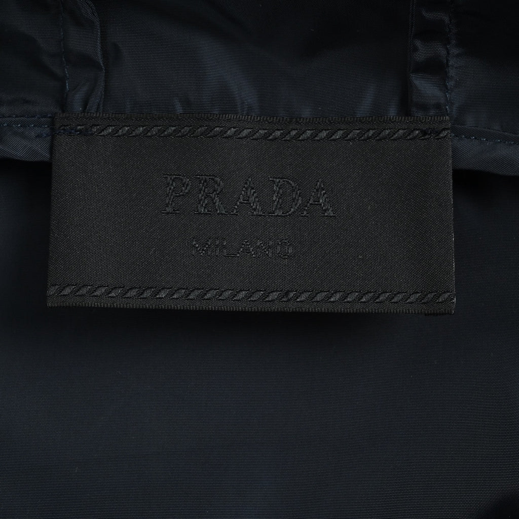 Prada 25FW Triangle Logo Contrast-Zip Recycled Nylon Hooded Jacket — Forest Green