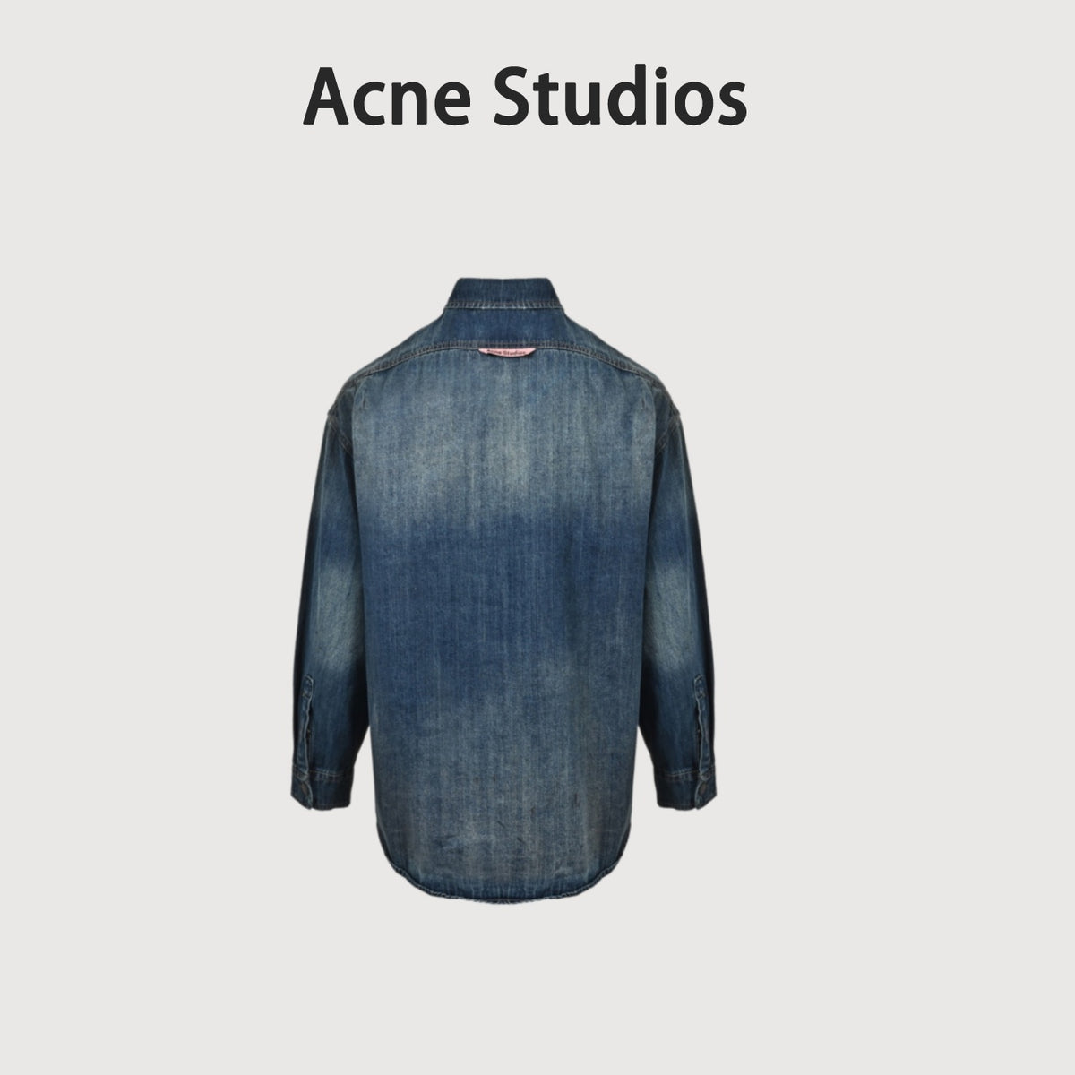 Acne Studios Ink-Splash Distressed Washed Denim Shirt — Indigo