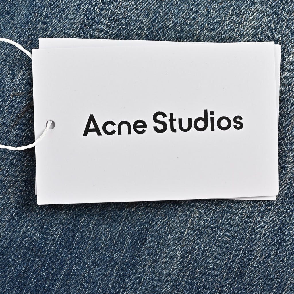 Acne Studios Ink-Splash Distressed Washed Denim Shirt — Indigo