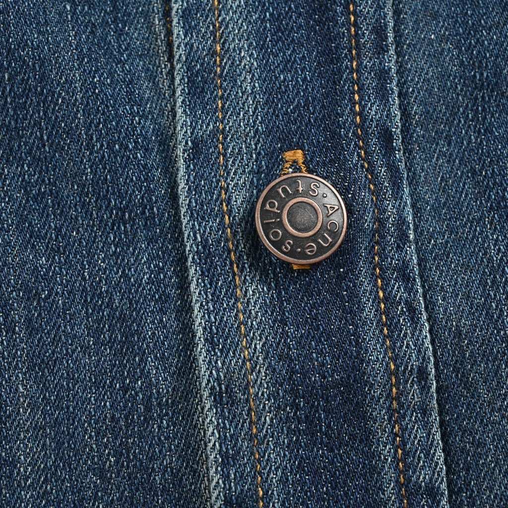Acne Studios Ink-Splash Distressed Washed Denim Shirt — Indigo