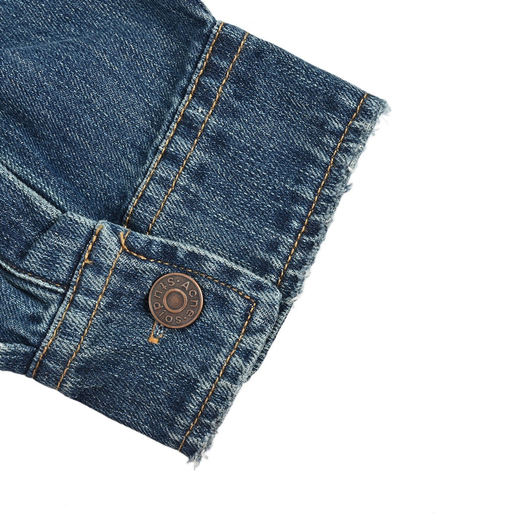 Acne Studios Ink-Splash Distressed Washed Denim Shirt — Indigo