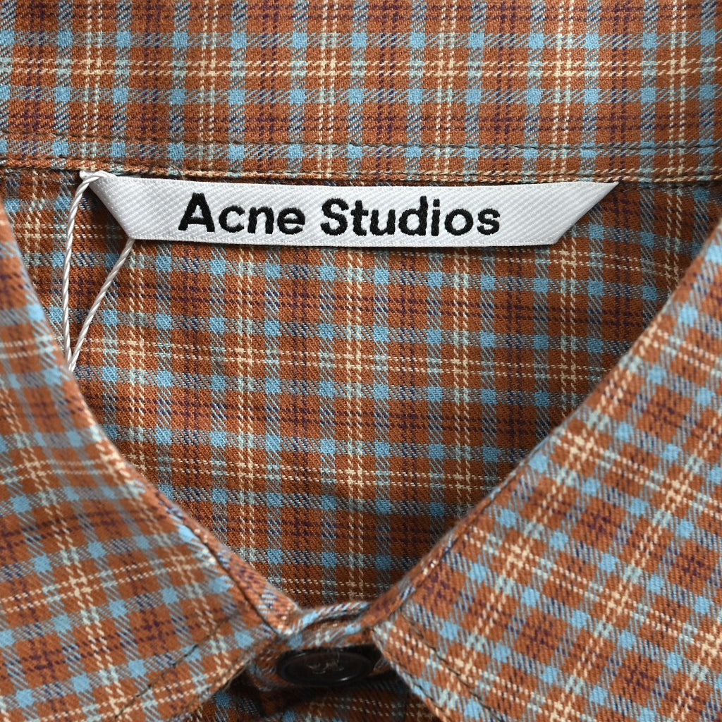 Acne Studios Panelled Check Long-Sleeve Shirt — Brown Check / Ecru