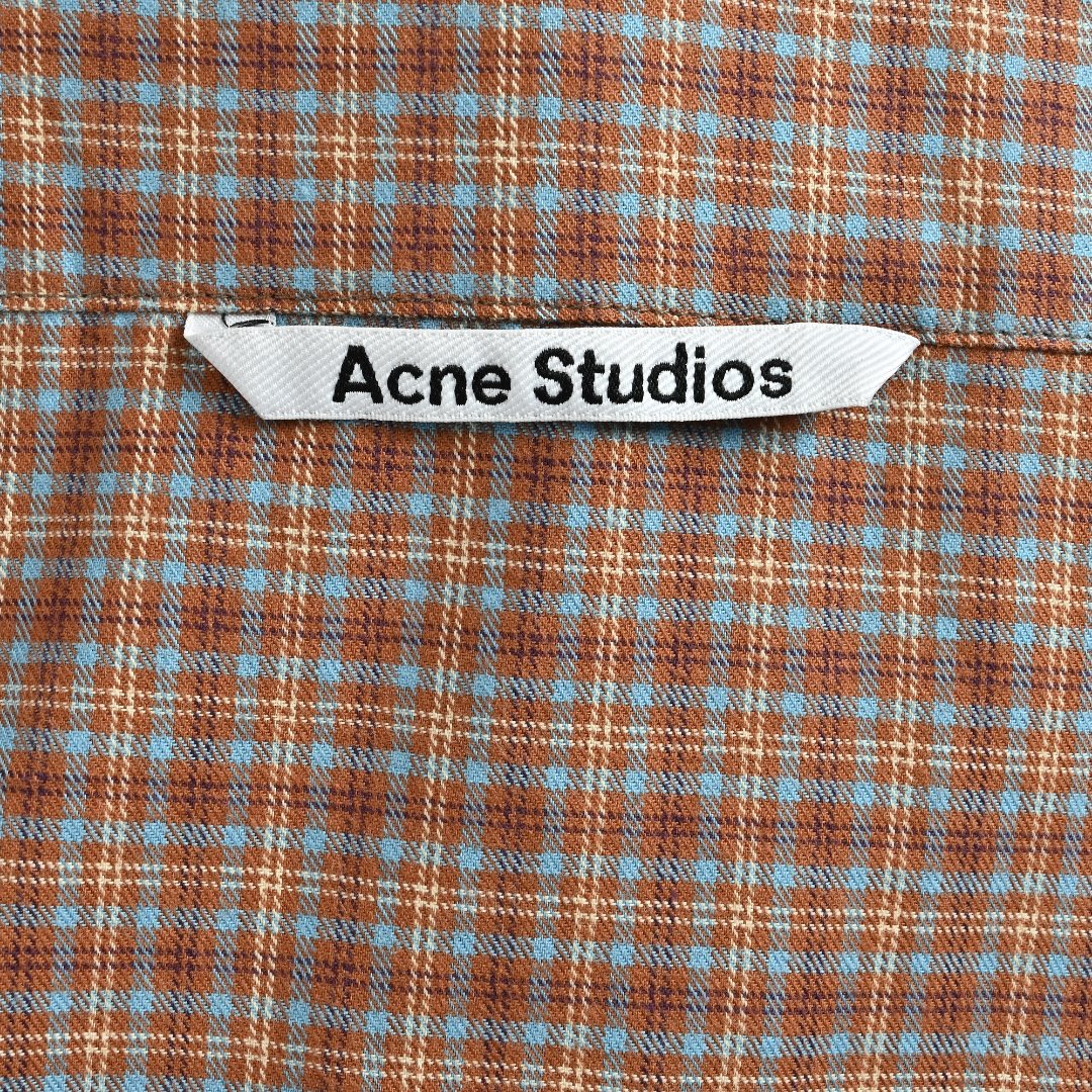 Acne Studios Panelled Check Long-Sleeve Shirt — Brown Check / Ecru