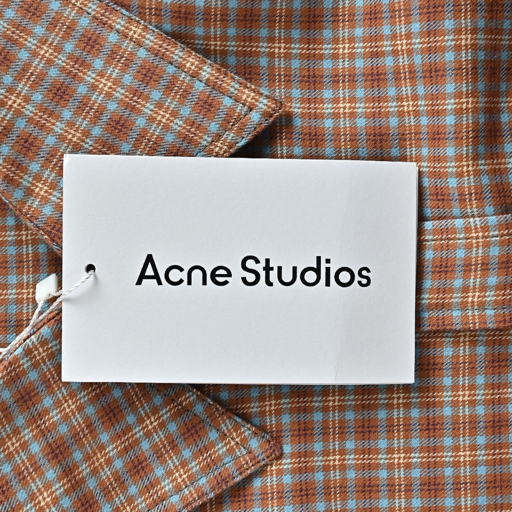 Acne Studios Panelled Check Long-Sleeve Shirt — Brown Check / Ecru