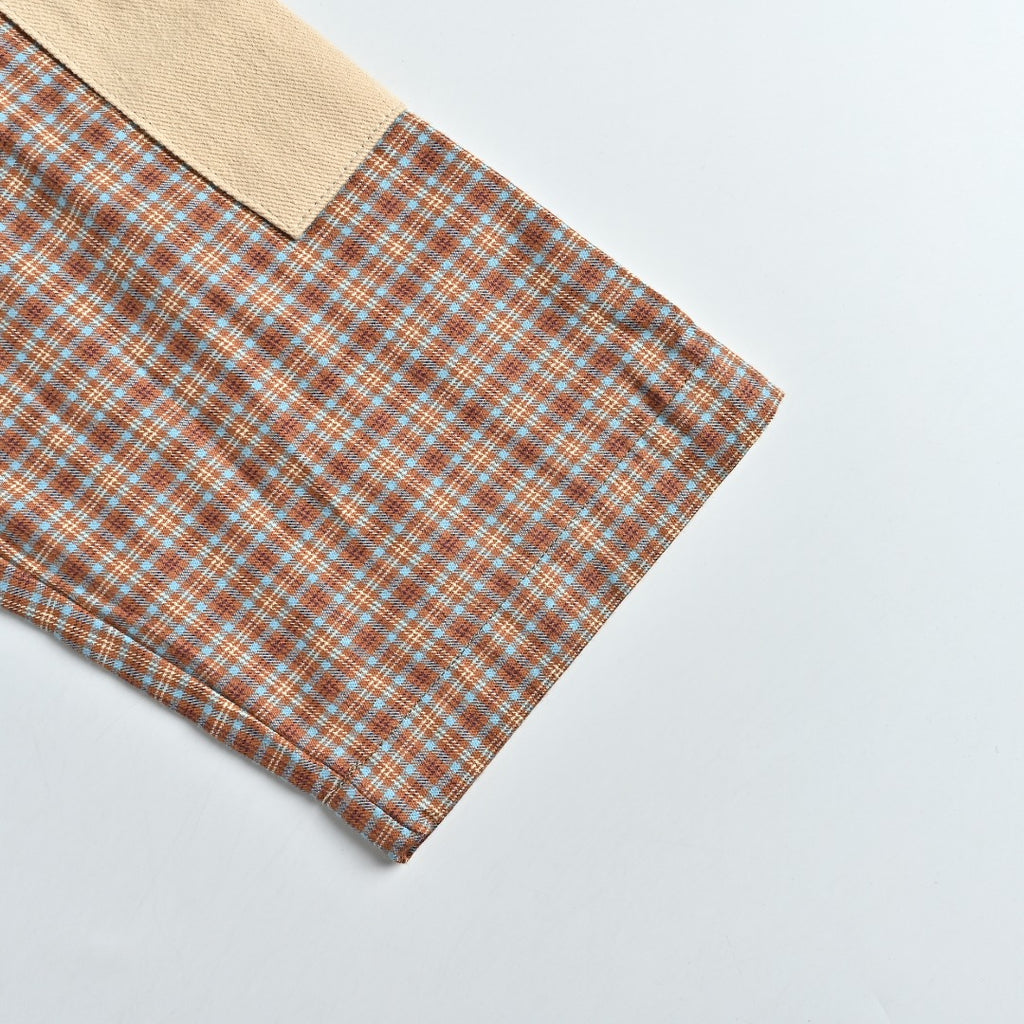 Acne Studios Panelled Check Long-Sleeve Shirt — Brown Check / Ecru