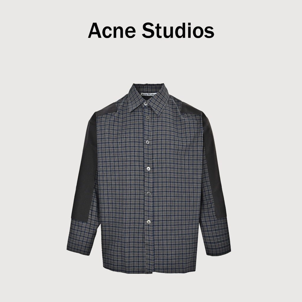 ACNE Patchwork Plaid Long-Sleeve Shirt