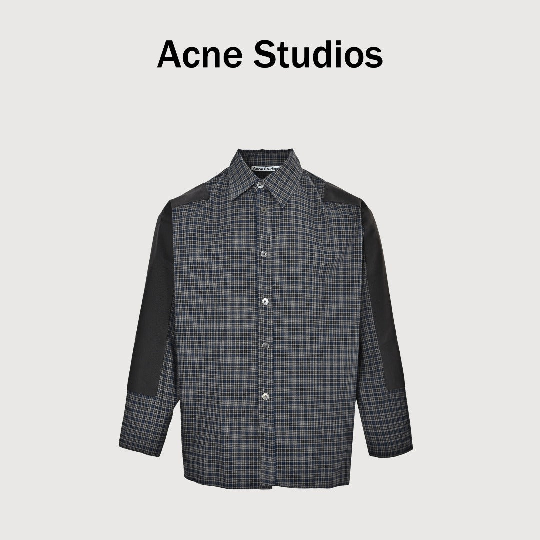ACNE Patchwork Plaid Long-Sleeve Shirt