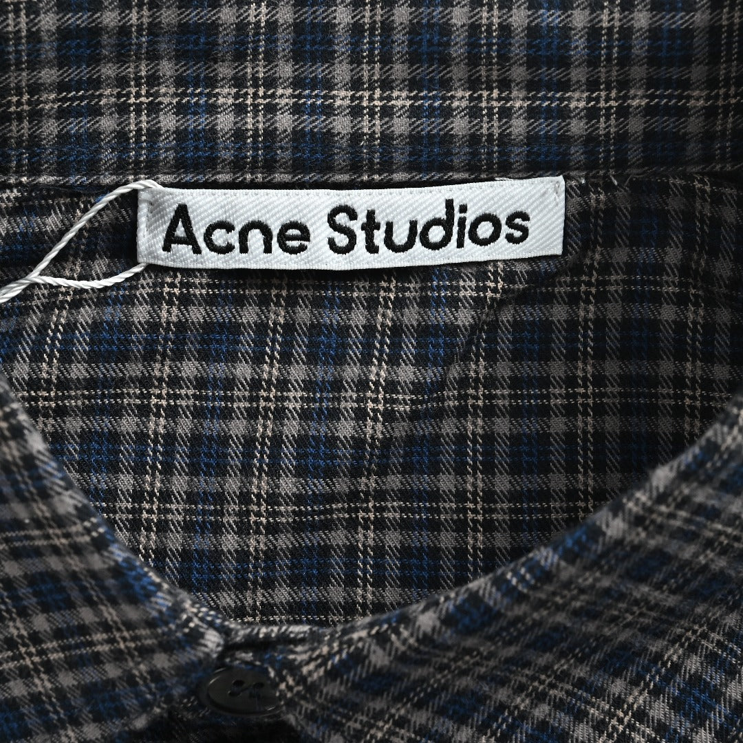 ACNE Patchwork Plaid Long-Sleeve Shirt