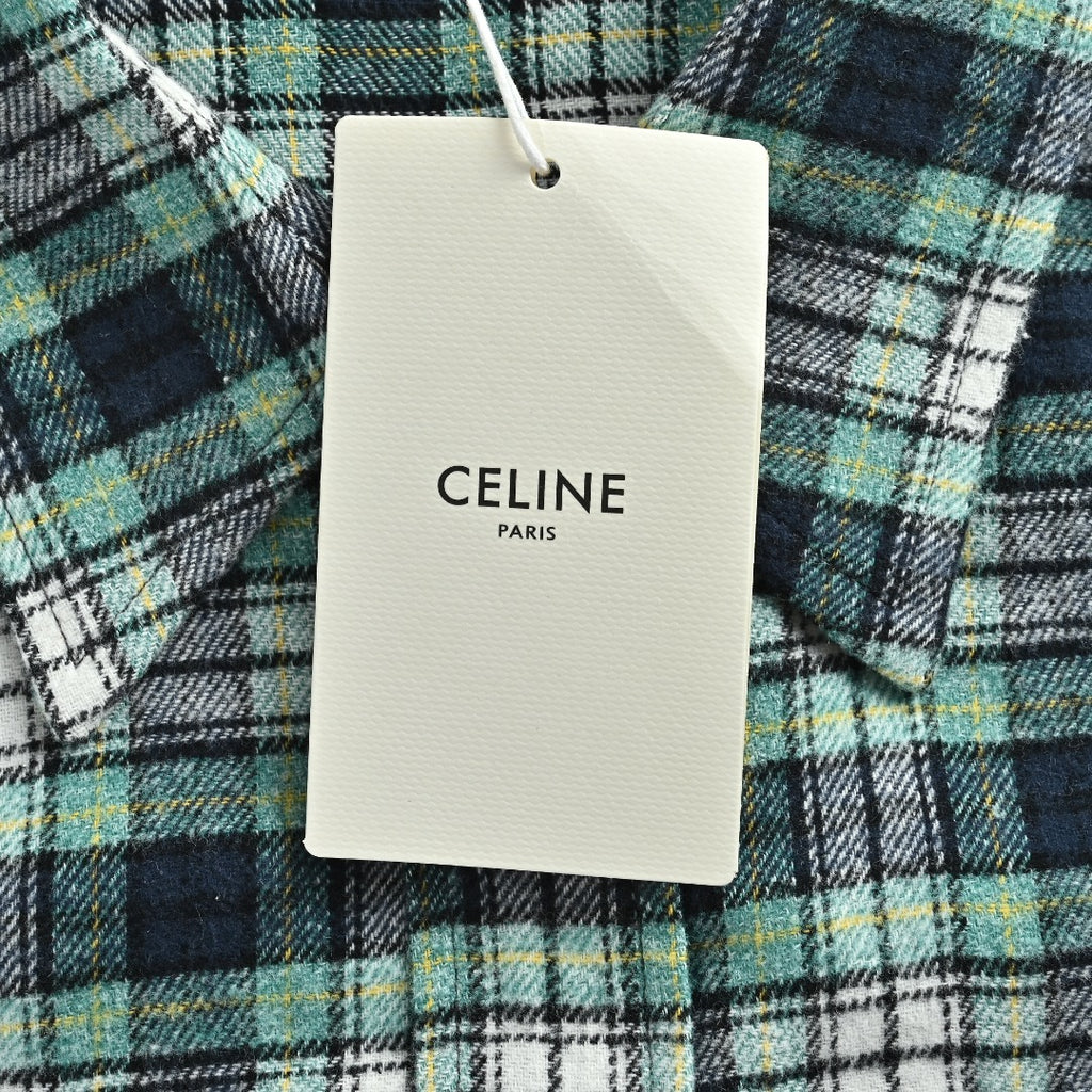 CELINE Green Plaid Flannel Long-Sleeve Shirt