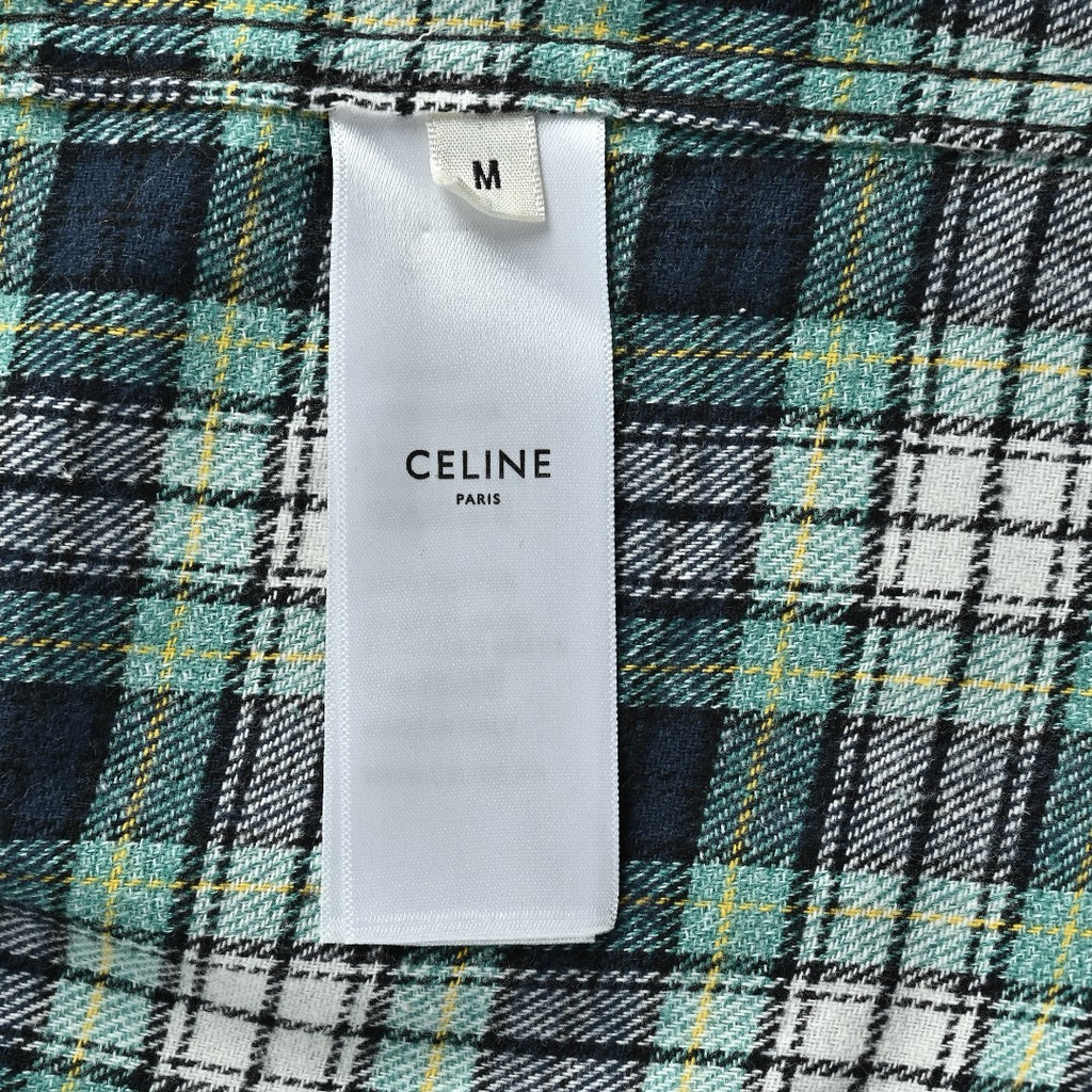 CELINE Green Plaid Flannel Long-Sleeve Shirt