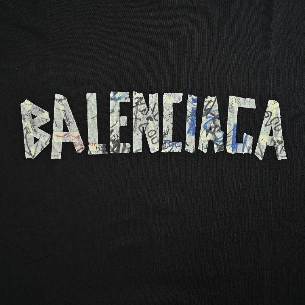 Balenciaga 26FW Tape-Effect Logo Long-Sleeve T-Shirt