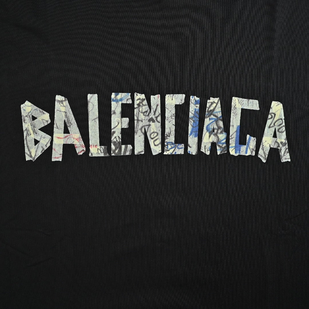 Balenciaga 26FW Tape-Effect Logo Long-Sleeve T-Shirt