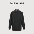 Balenciaga Blue Embroidered Logo Long-Sleeve T-Shirt