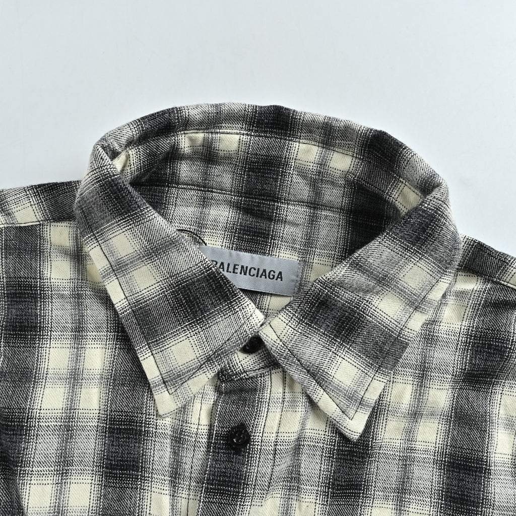 Balenciaga BLCG Embroidered Plaid Long-Sleeve Shirt