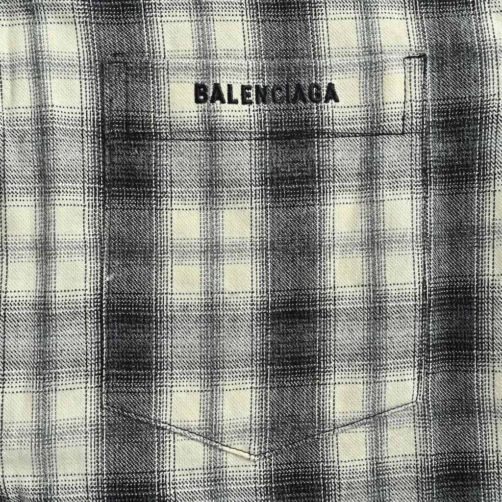 Balenciaga BLCG Embroidered Plaid Long-Sleeve Shirt