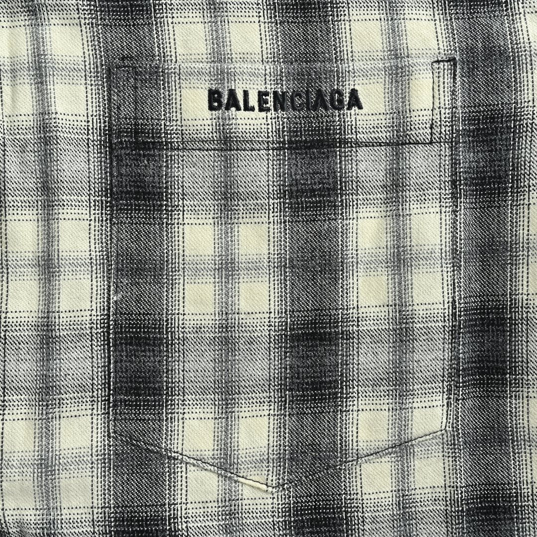 Balenciaga BLCG Embroidered Plaid Long-Sleeve Shirt